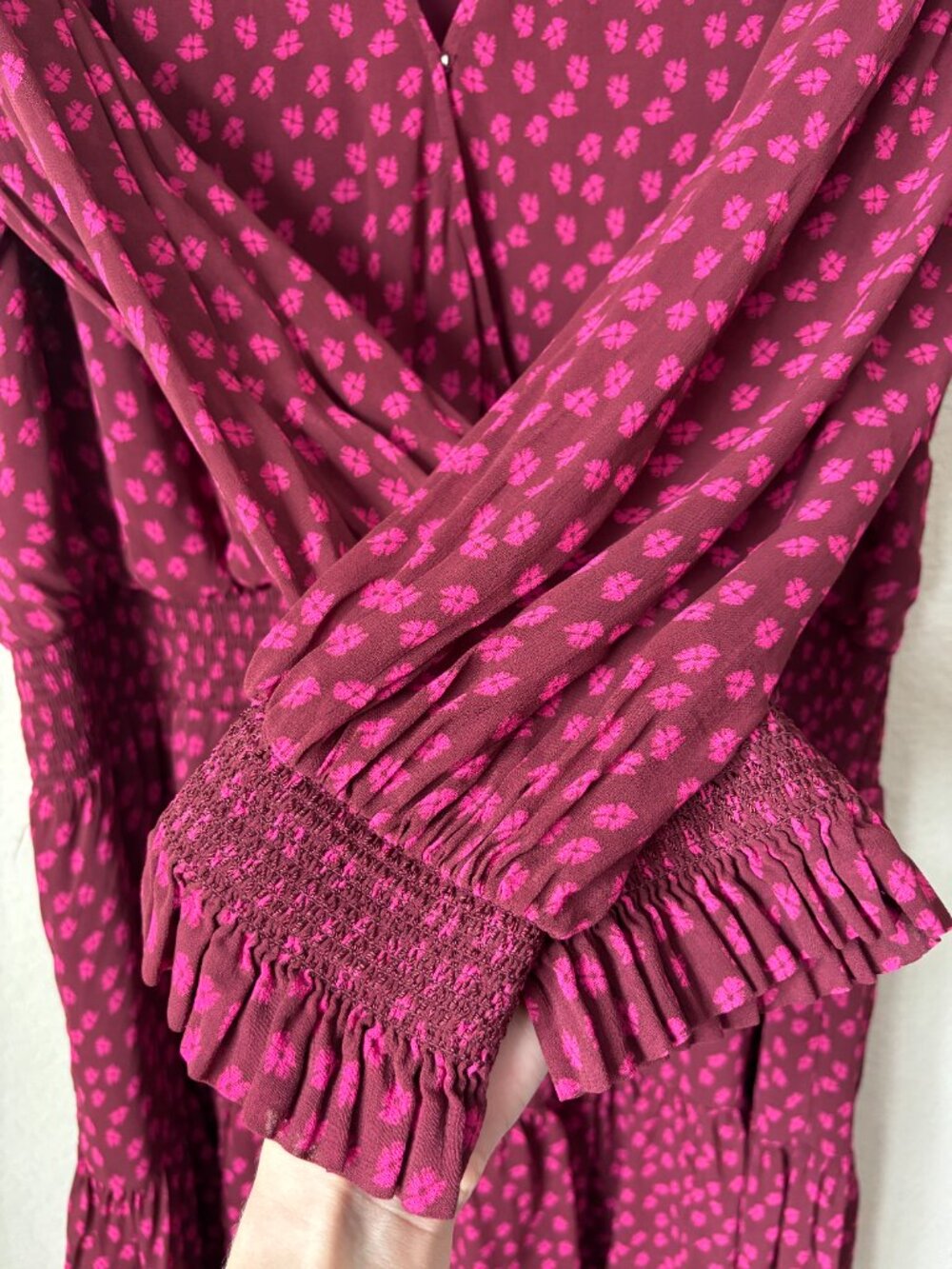 Vineyard Vines XL Faux Wrap Long Sleeve Tiered Mini Dress - Picture 8 of 13